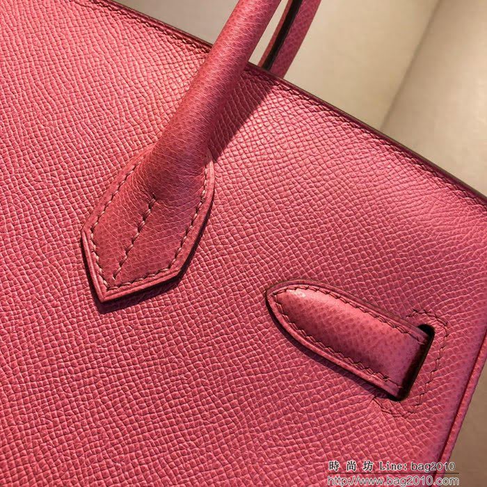 HERMES愛馬仕 鉑金包 Birkin 30cm Epsom 8W Rose Azalee 唇膏粉 金扣 頂級工藝 純手縫蠟線 時尚手提包 手提包  Ama1204